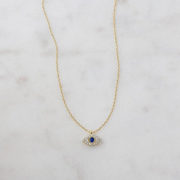 Gold Evil Eye Necklace,14K Gold Plated Dainty Solitaire Minimalist Diamond Evil - Picture 7 of 7